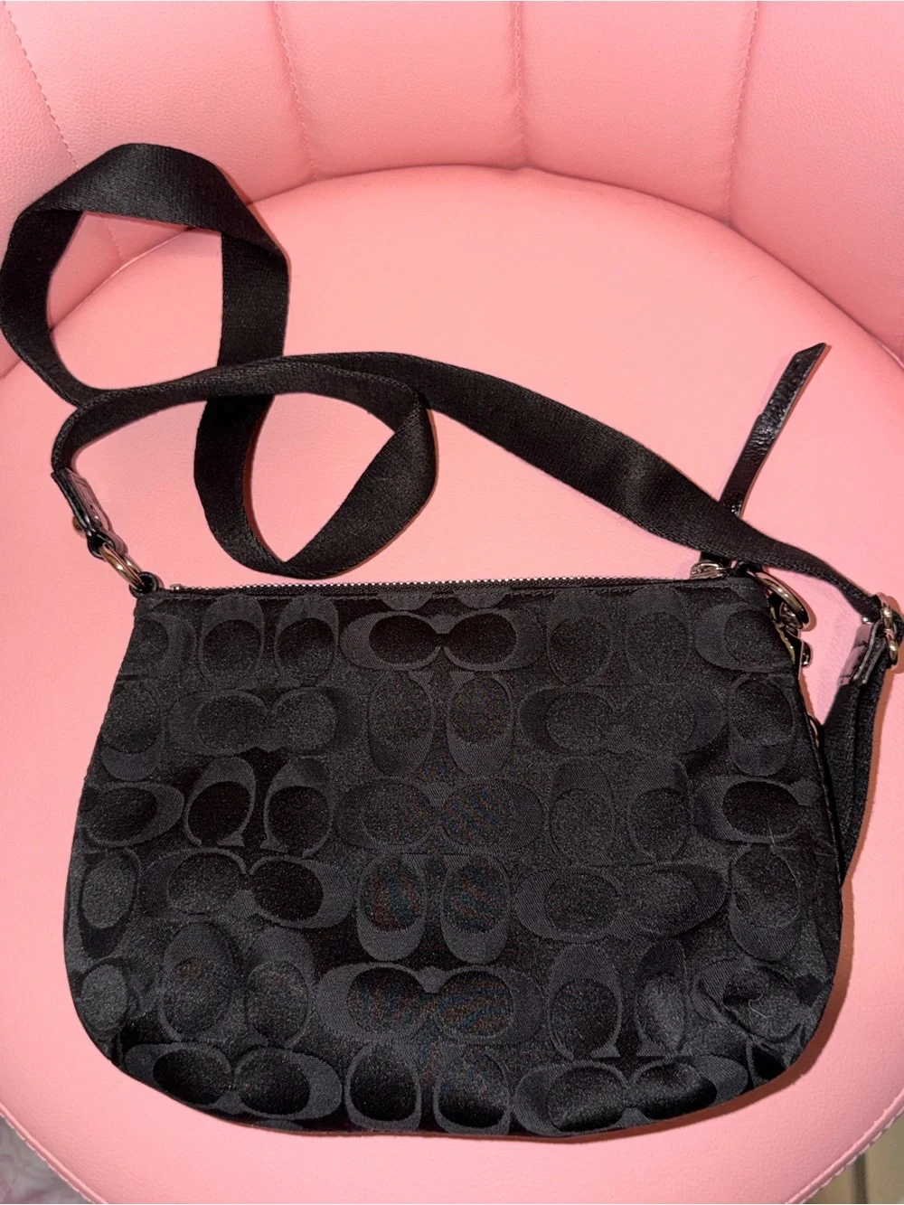 Coach Black Signature Satin Crossbody Bag